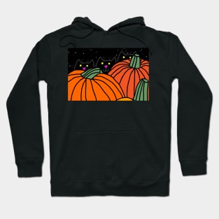 Big Halloween Pumpkins with Three Kitten Cats Hoodie